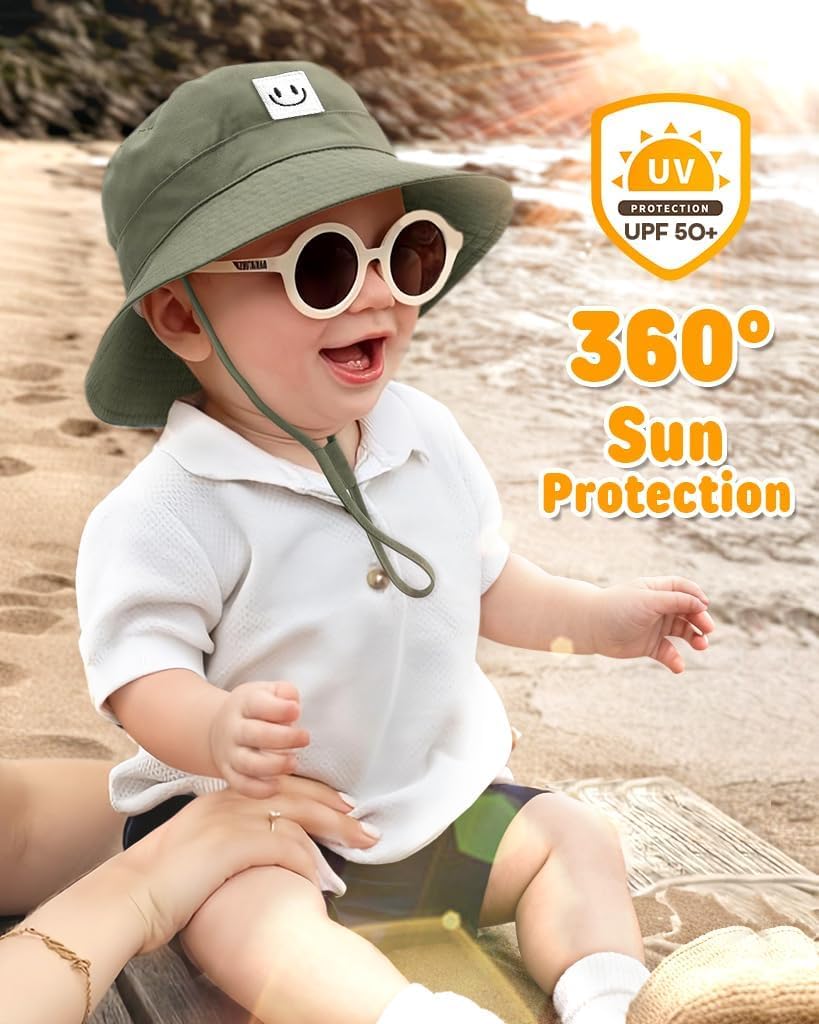 FURTALK Baby Sun Hat Smile Face Toddler Boys Girls Bucket Hat 0-5 Years Kids UPF 50+ Sun Protection