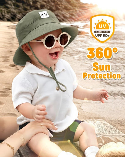 FURTALK Baby Sun Hat Smile Face Toddler Boys Girls Bucket Hat 0-5 Years Kids UPF 50+ Sun Protection