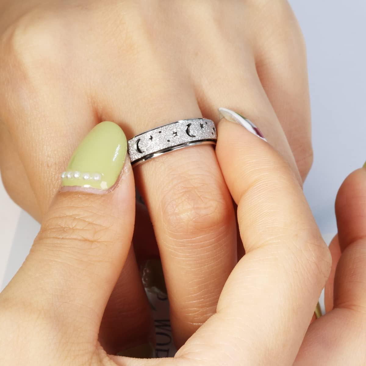Anxiety Ring for Women Men, Titanium Stainless Steel Spinner Ring, 5 Colors, 6MM, Size 6-10, 3