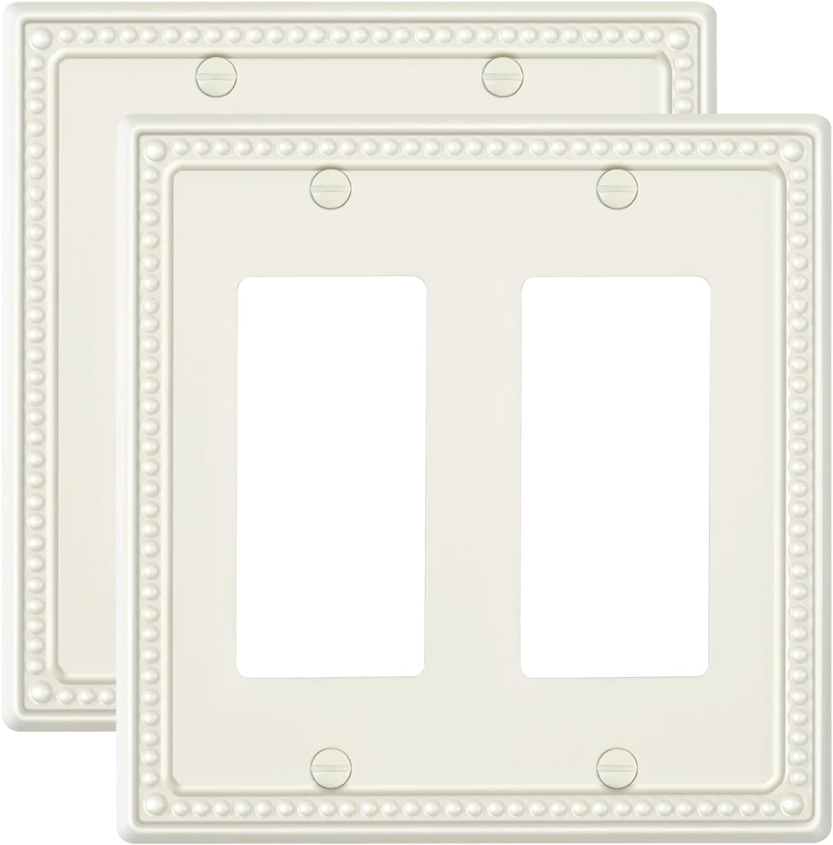 2-Pack Double Decorator Outlet Cover Plate, Light Almond Pearls Decorative Switch Plates Covers