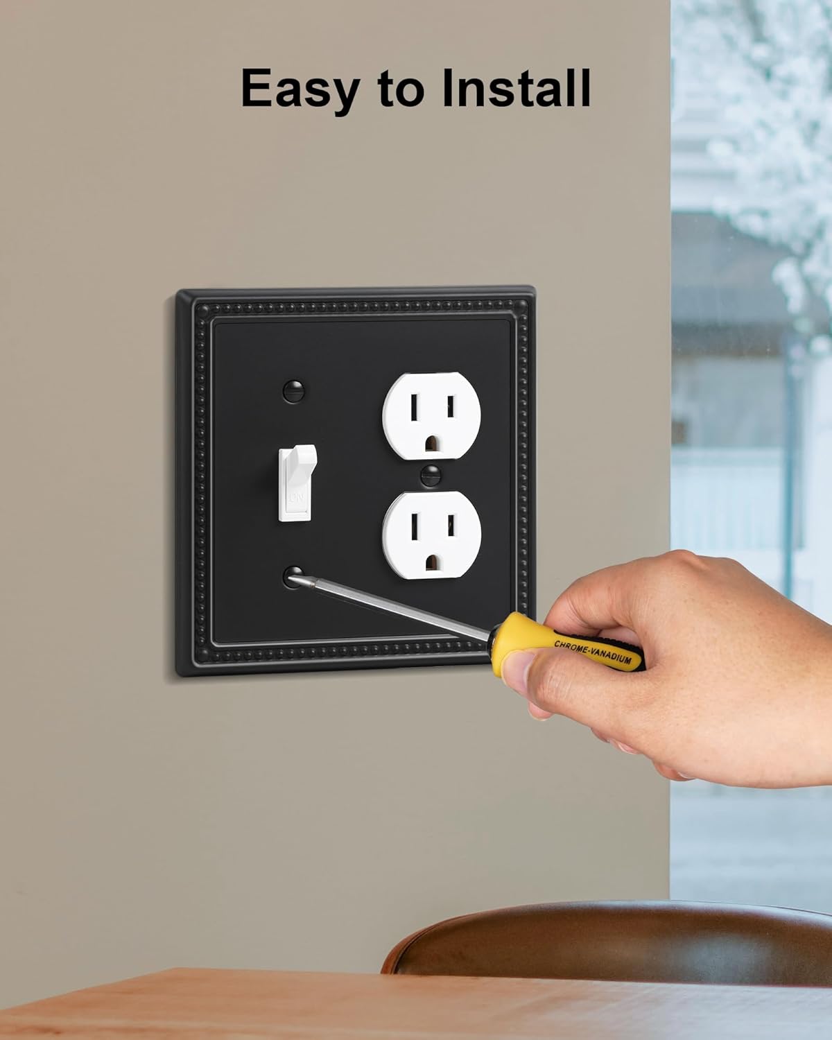 2-Pack Combo Toggle/Duplex Light Switch Cover Plate, Black Metal Wall Outlet Cover Plate