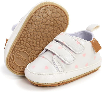 SOFMUO Baby Boys Girls High Top Ankle PU Leather Sneakers Soft Rubber Sole Infant Moccasins Newborn