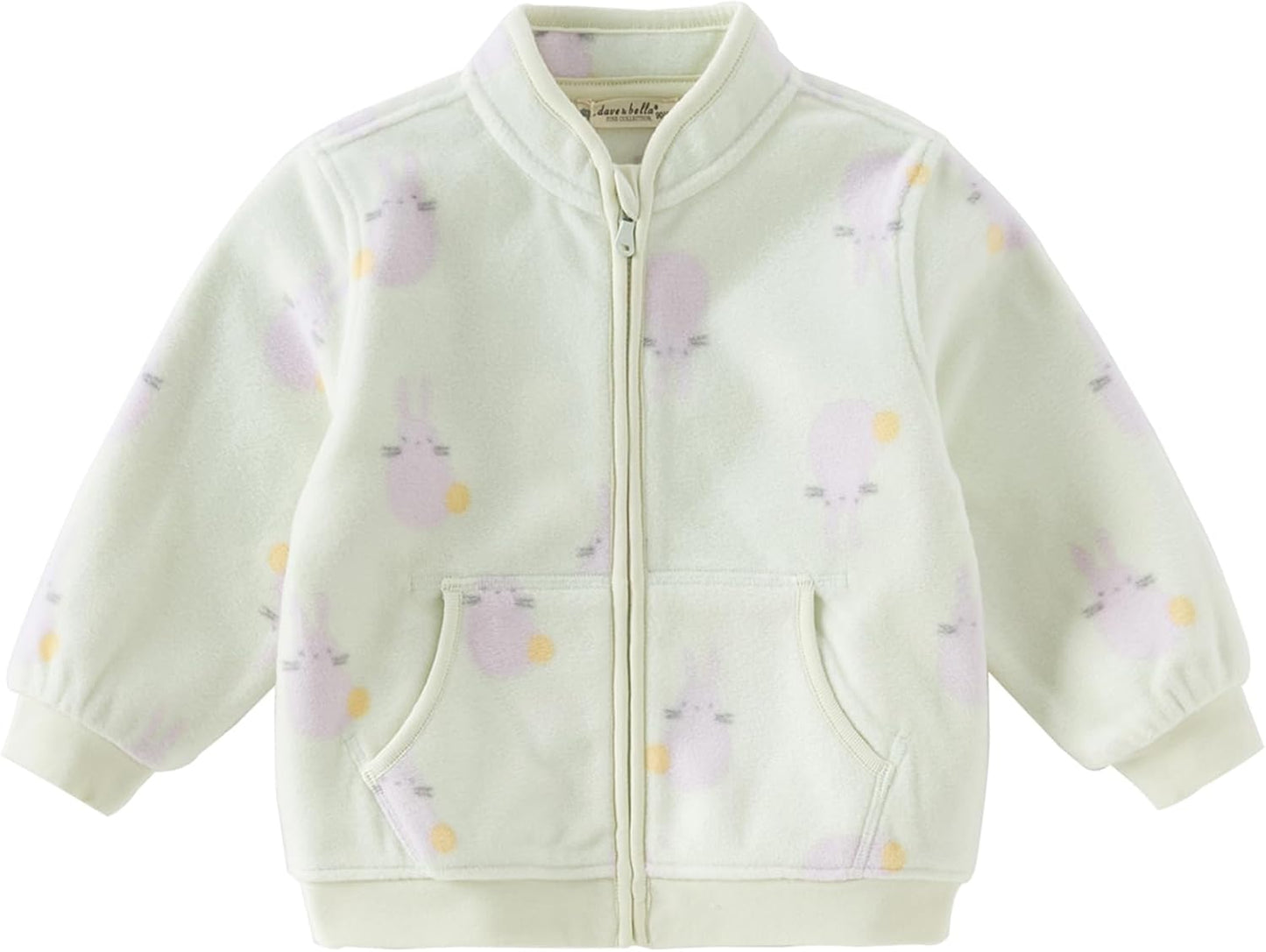 DAVE & BELLA Kids Printed Polar Fleece Jacket Toddler Baby Boys Girls Zip Up Long Sleeve Spring