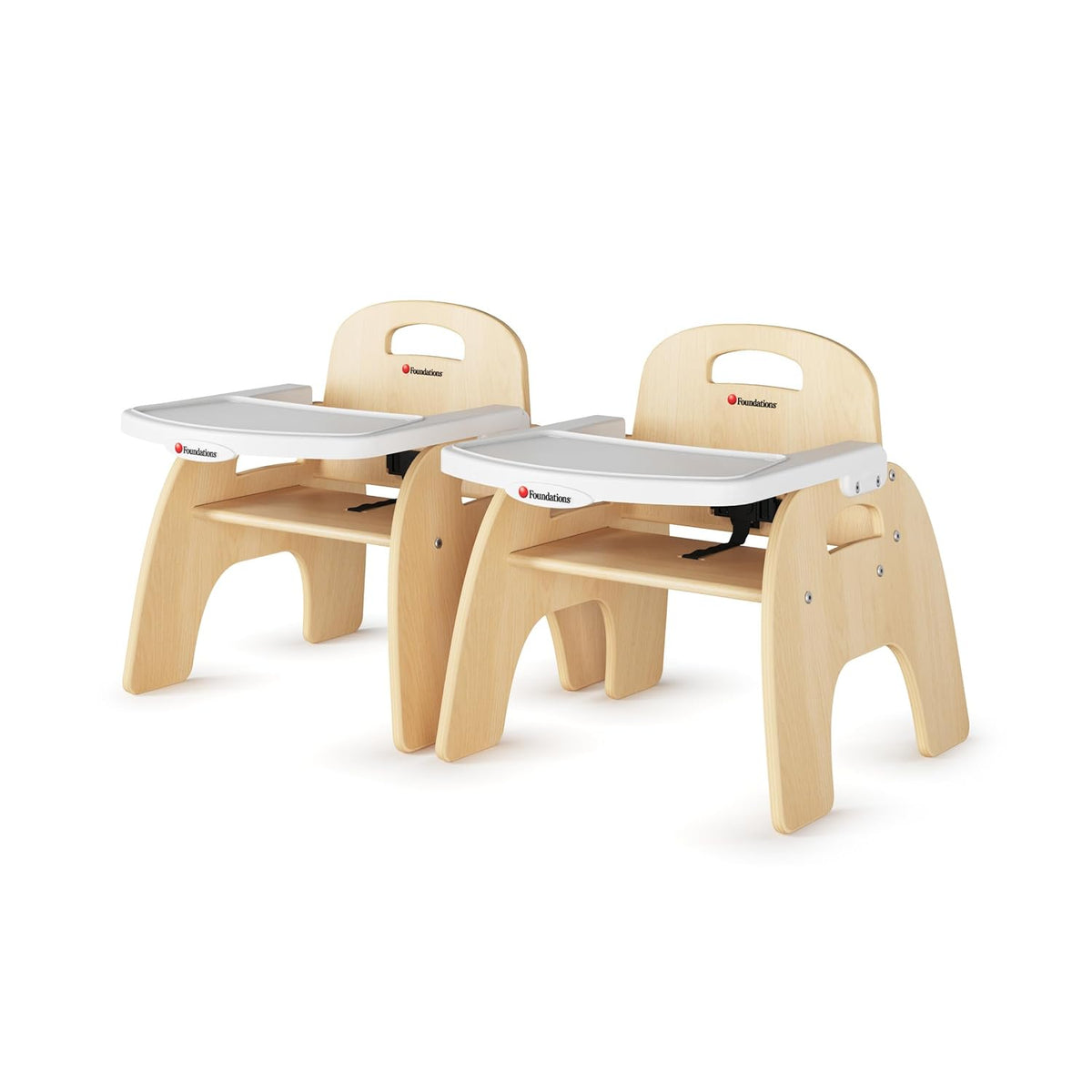 Foundations Easy Serve Low Wood Feeding Chairs Multipack, Adjustable Harness, Removable Dishwasher