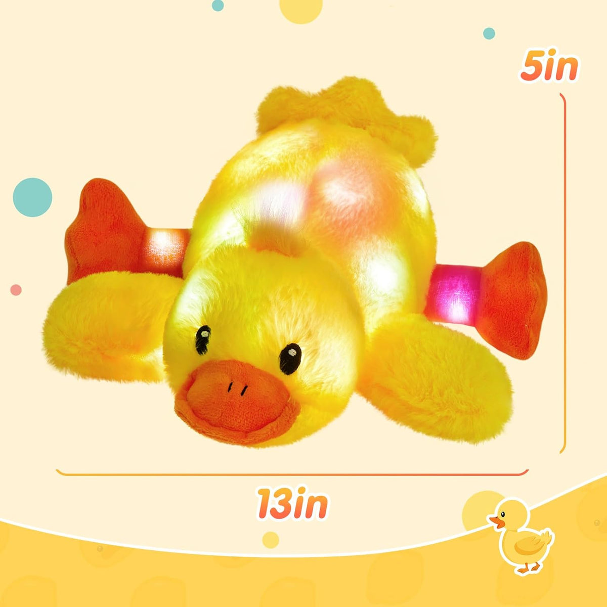Glow Guards 12'' Light up Yellow Duck Stuffed Animal Soft LED Night Light Glowing Plush Toy Pillow
