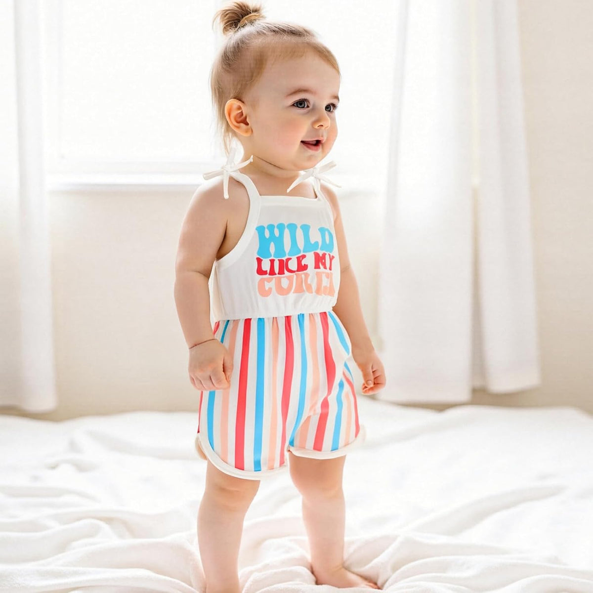 WZTYYDS Toddler Baby Girl Summer Clothes Floral Romper Tie-Up Strap Halter Jumpsuit Infant Summer