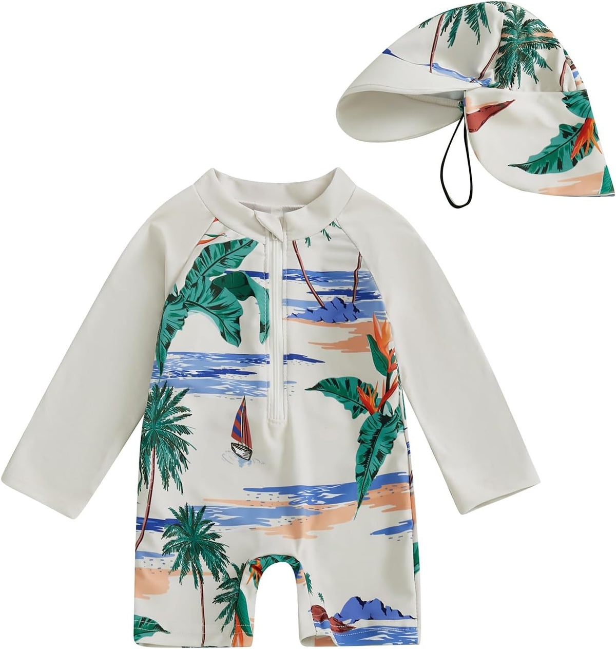 Hnyenmcko Baby/Toddler Boy Rash Guard Swimsuit Long Sleeve One Piece Zipper Swimwear Sunsuit Infant
