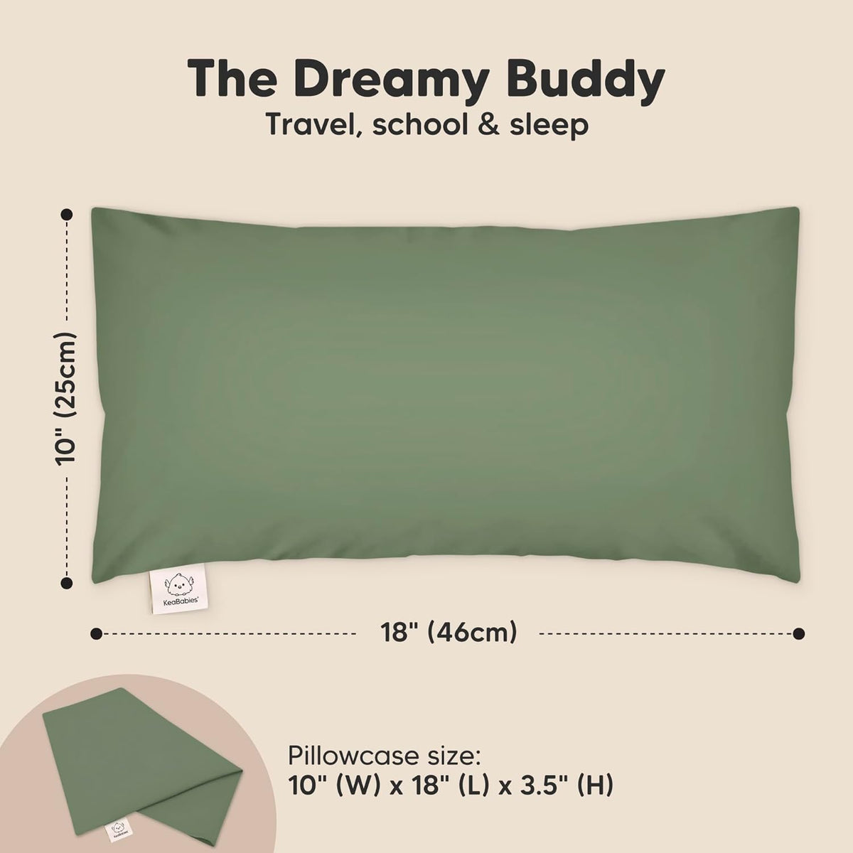 Toddler Pillow with Pillowcase - 10x18 My Little Dreamy Kids Travel Bed Pillows for Sleeping