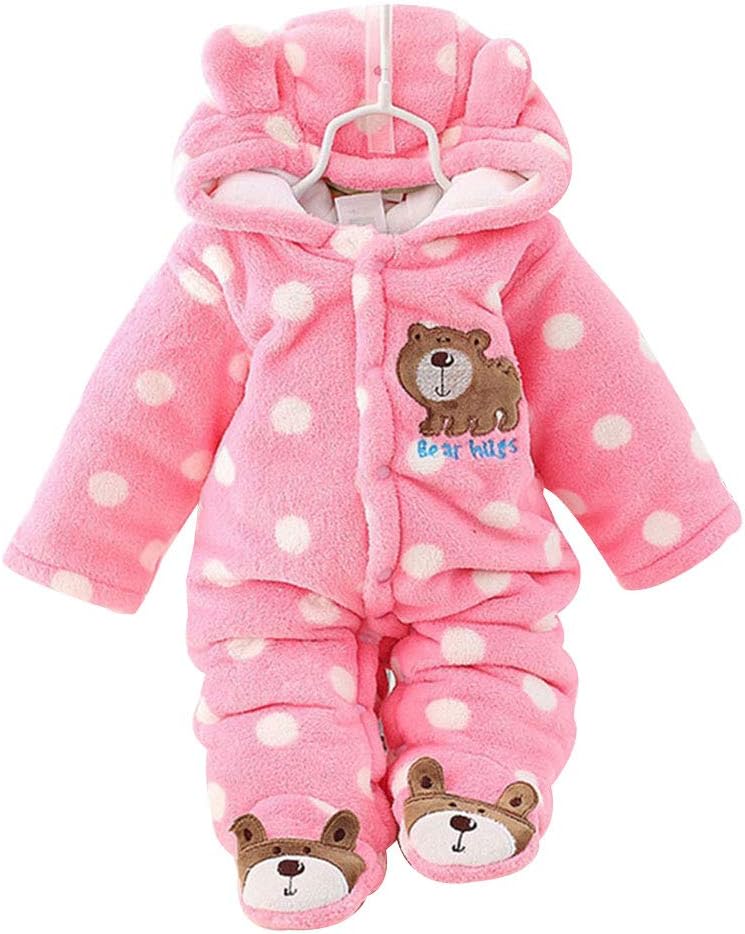 XIFAMNIY Baby Newborn Jumpsuit Footie Hooded Thicken Winter Bunting Outwear Snowsuit Pajamas for