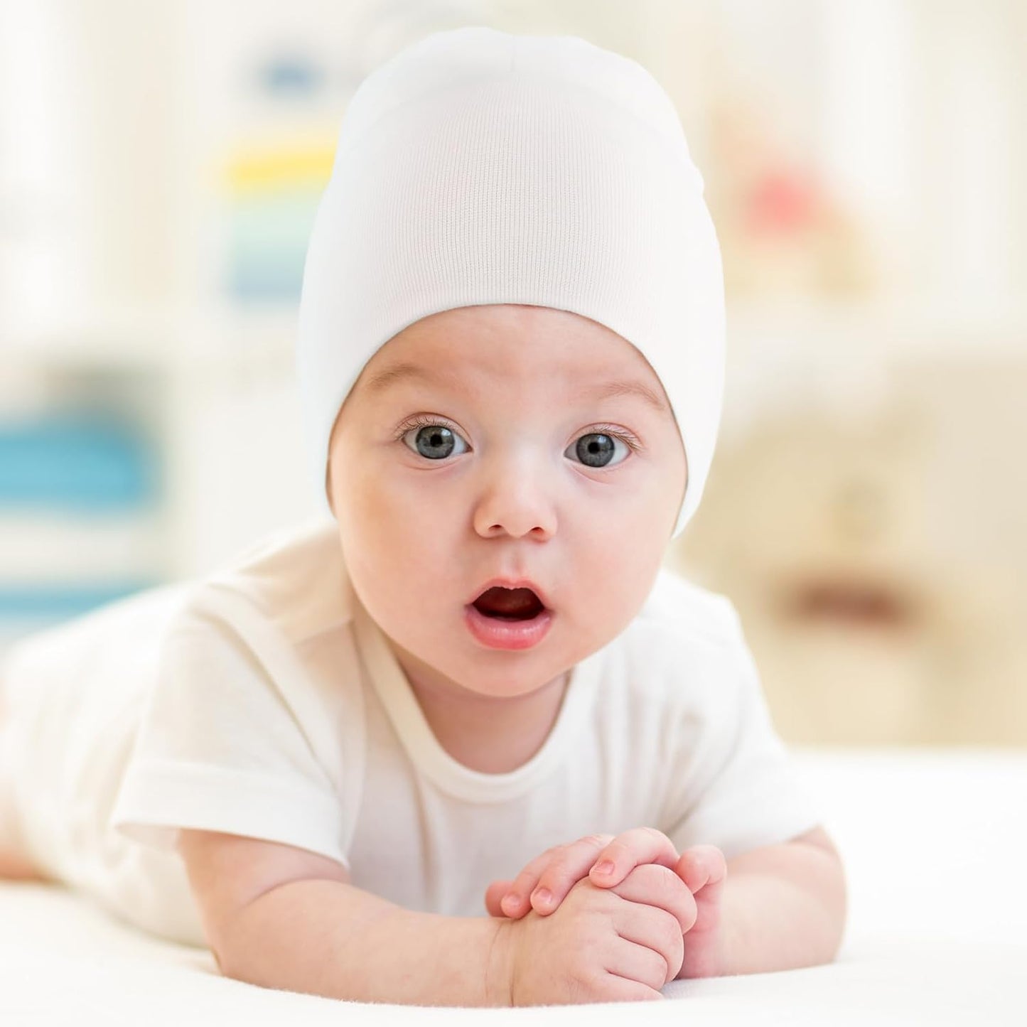 DRESHOW BQUBO 4 Pieces Baby Beanie Newborn Toddler Soft Cute Knit Hat Hospital Hats for Baby Boys