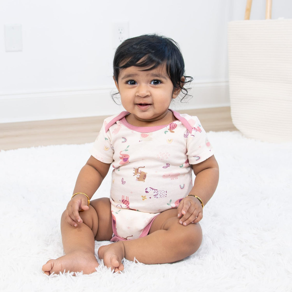 The Peanutshell Baby Girl Short Sleeve Bodysuits - 100% Cotton Infant Outfits, 0-24 Months