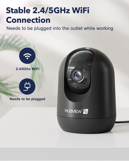 MUBVIEW Cameras for Home Security, Indoor Security Camera, 2.4/5GHz WiFi Wired Camera Ideal for