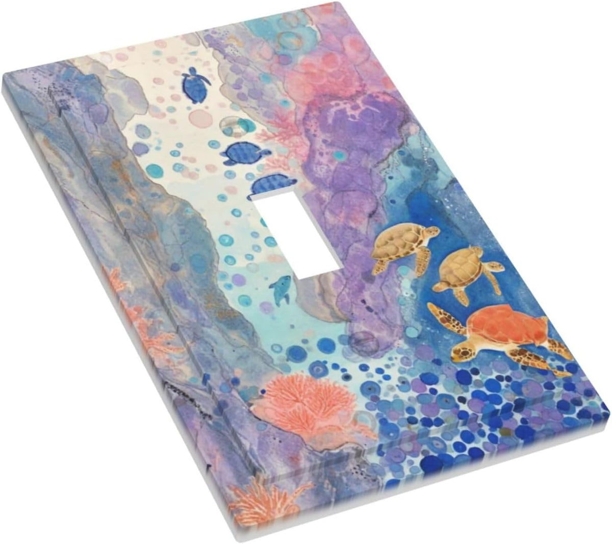 Turtle Coral Fish Watercolor Colorful Underwater World Decorative Light Switch Cover 1 Gang Single