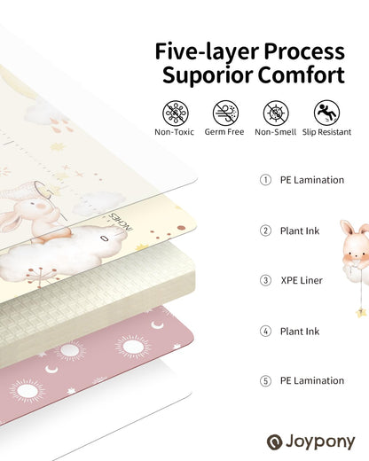 Baby Play Mat 71x59 Inches, Foldable Play Mats for Babies and Toddlers, Waterproof & Anti-Slip