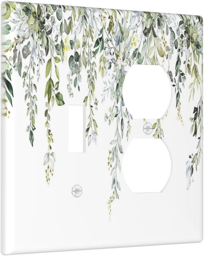 Wallplates Boho Farmhouse Flower Leaf Sage Green 1 Toggle 1 Duplex Switch Plate Electrical GFCI
