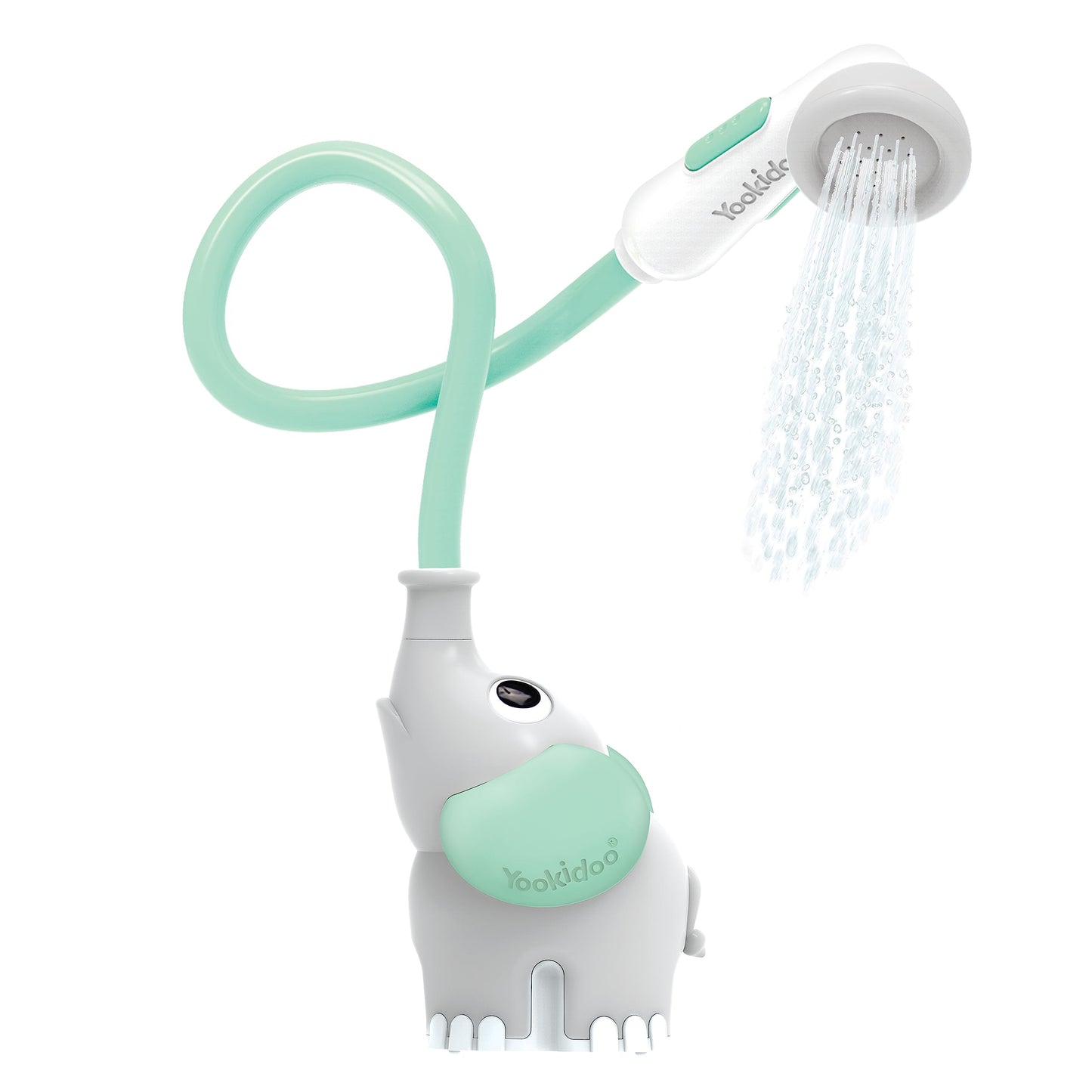 Yookidoo Baby Bath Shower Head - Elephant Water Pump and Trunk Spout Sprayer - One Handed Flow