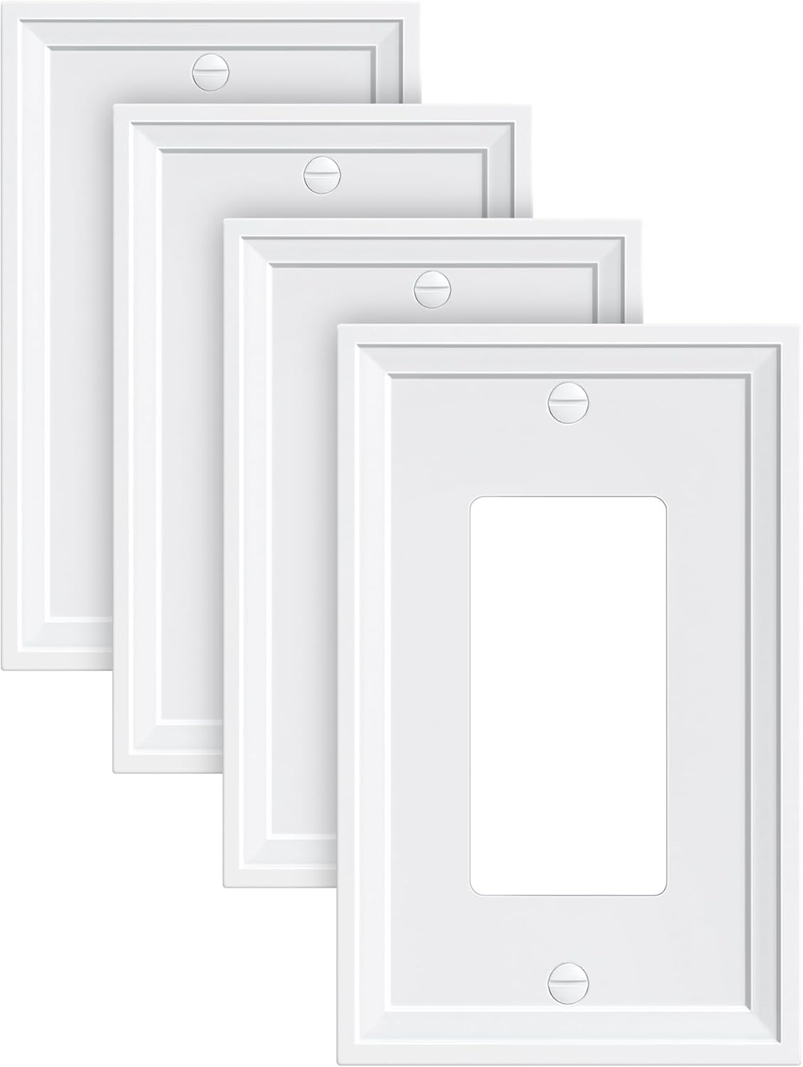 4-Pack Decorator Outlet Cover Plate, White Decorative Switch Plates and Outlet Covers, Natural
