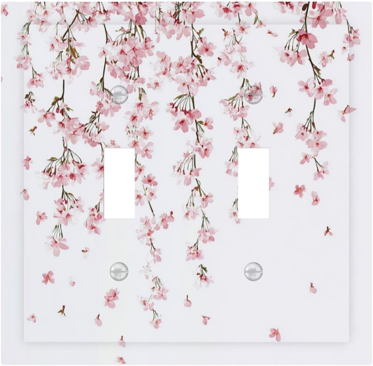 Decorative Switch Plates Sakura Plant Floral Pink Flowers 2 Gang Double Toggle Outlet Light Switch