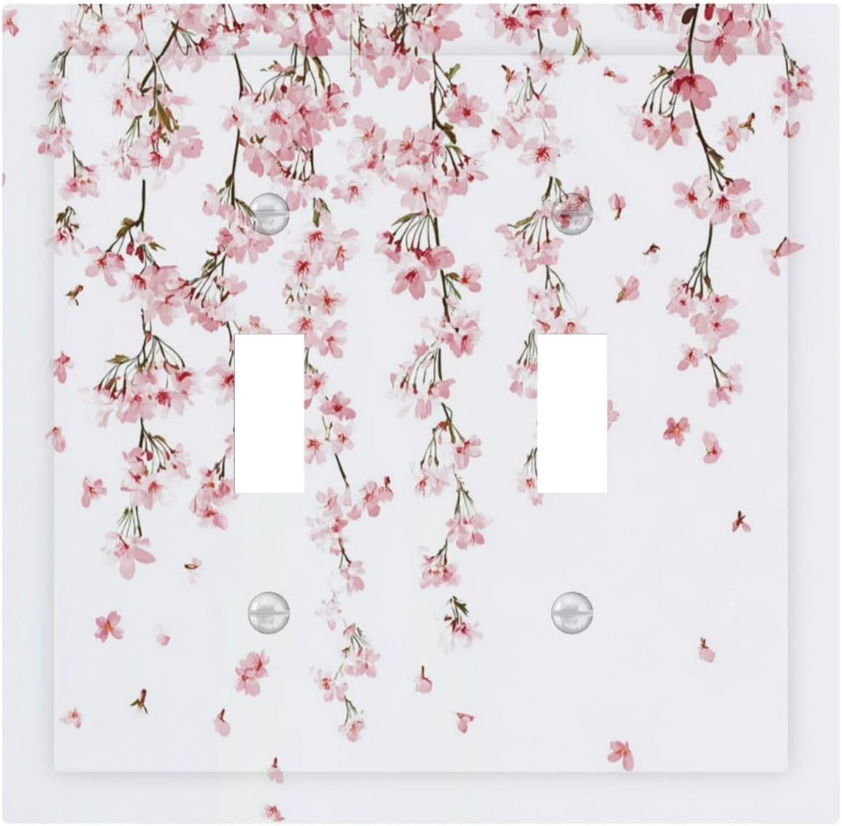 Decorative Switch Plates Sakura Plant Floral Pink Flowers 2 Gang Double Toggle Outlet Light Switch