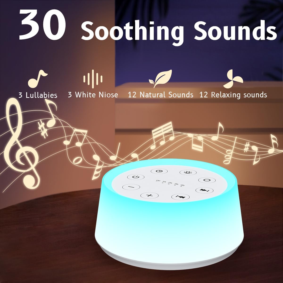 ColorsNoise Sound Machine and White Noise Machine with 30 Soothing Sounds with 12 Colors Baby Night