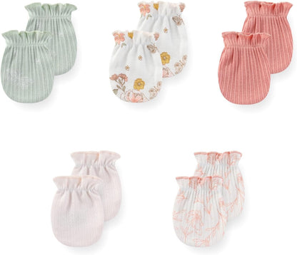 5 Pack Unisex New Born Boy Girls No Scratch Mittens Cotton Soft Baby Gloves Accessory 0-3 Months