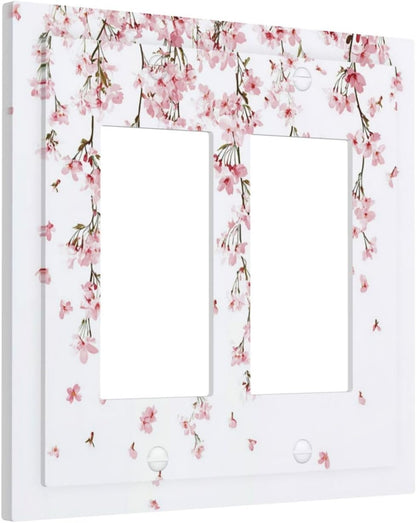 Decorative Outlet Covers Sakura Plant Floral Pink Flowers 2 Gang Double Gfci Rocker Electrical Wall