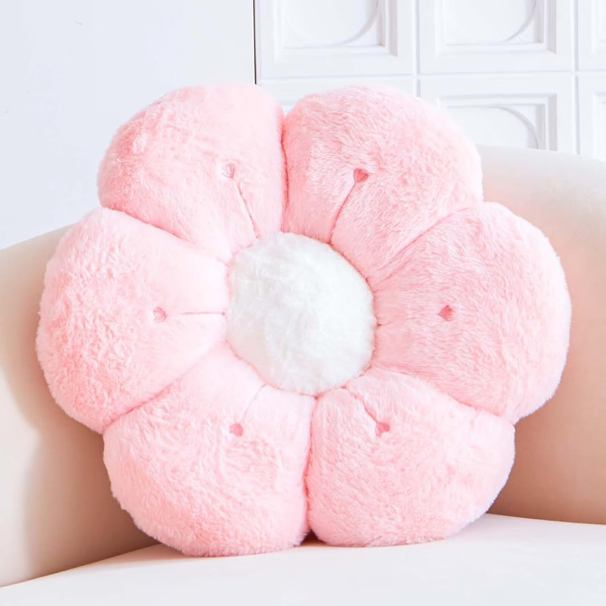 Flower Pillow, Cute Flower Shaped Decorative Pillow, Soft Rabbit Fur Daisy Pillow Home Decor Floor