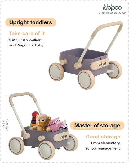 Kidpop PULA 2-in-1 Push and Pull-Along Wagon, Baby Push Walker for First Learner from 7 Month to 4