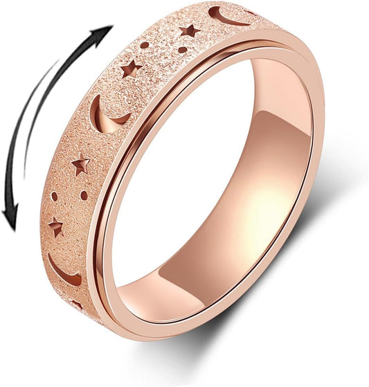 Anxiety Ring for Women Men, Titanium Stainless Steel Spinner Ring, 5 Colors, 6MM, Size 6-10, 3