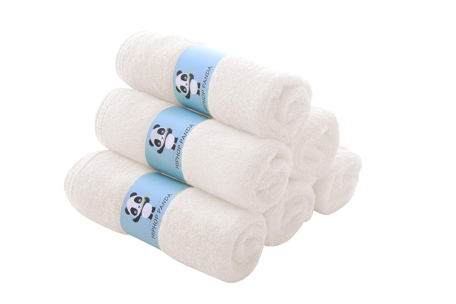 HIPHOP PANDA Baby Washcloths, Rayon Made from Bamboo - 2 Layer Ultra Soft Absorbent Newborn Bath