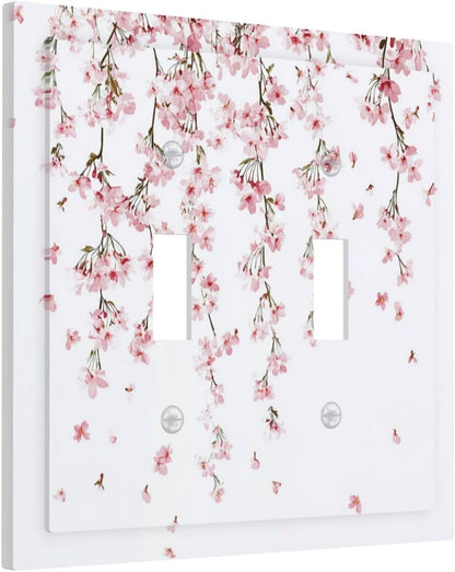 Decorative Switch Plates Sakura Plant Floral Pink Flowers 2 Gang Double Toggle Outlet Light Switch