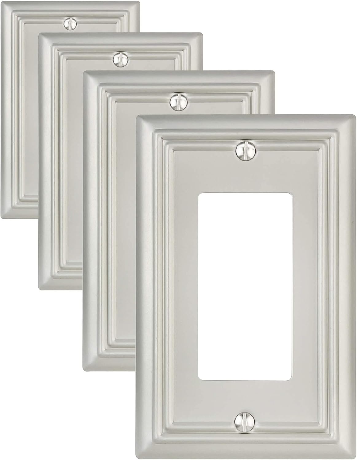 4-Pack Decorator Wall Plate, for Dimmer Switch, GFCI Outlet and Receptacal, Satin Nickel Outlet