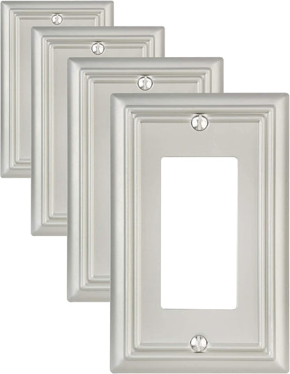4-Pack Decorator Wall Plate, for Dimmer Switch, GFCI Outlet and Receptacal, Satin Nickel Outlet
