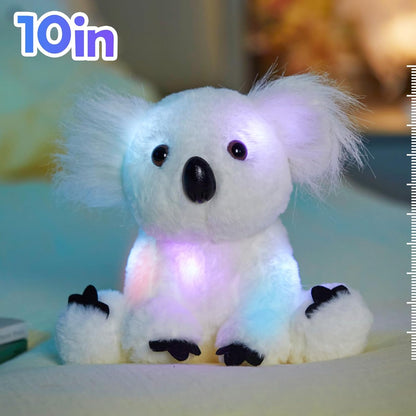 Glow Guards 10'' Light up White Koala Stuffed Animal LED Soft Plush Wildlife Toy with Rainbow Night