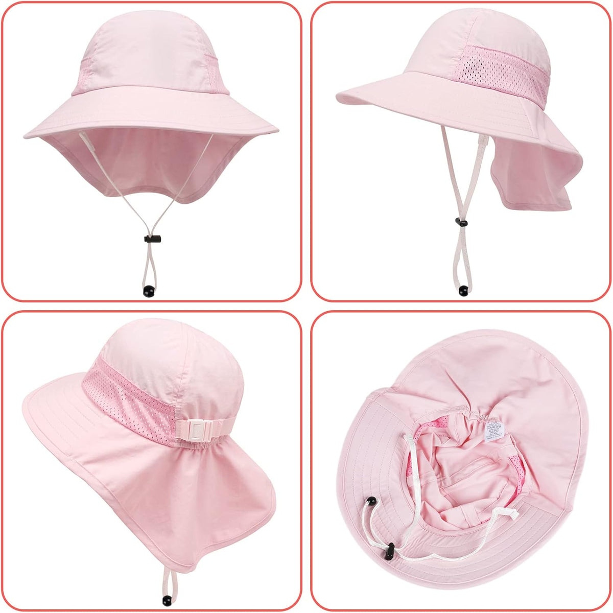 Toddler Baby Sun Hat Kids Summer UPF 50+ for Boys Girls Adjustable Beach Hats with Bucket Wide Brim