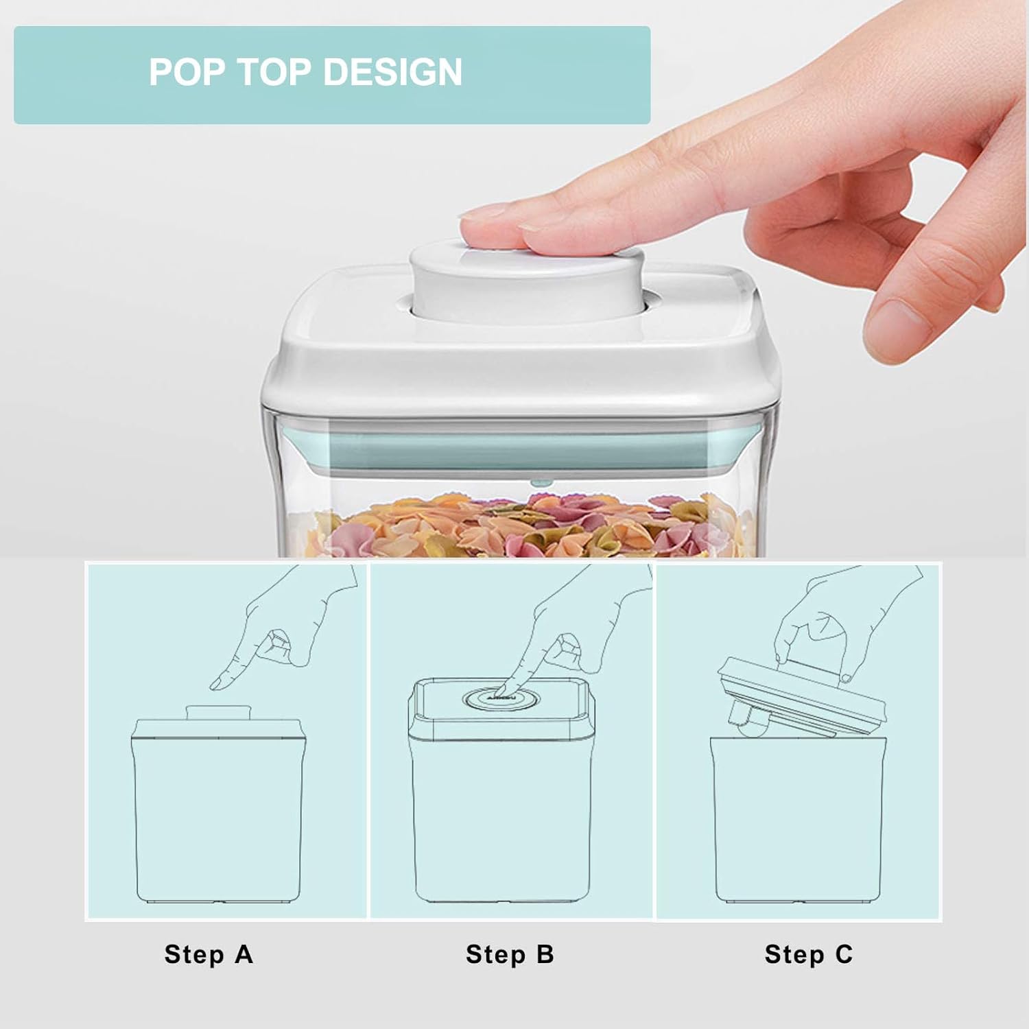 Airtight Food Storage Container - 1.25qt / 1250ml Rectangle Pop Containers With Lids, Bpa Free for
