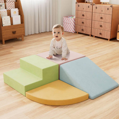 4 Piece Foam Climbing Blocks for Toddlers, Baby Climbing Gym with Ultra High Density Foam for