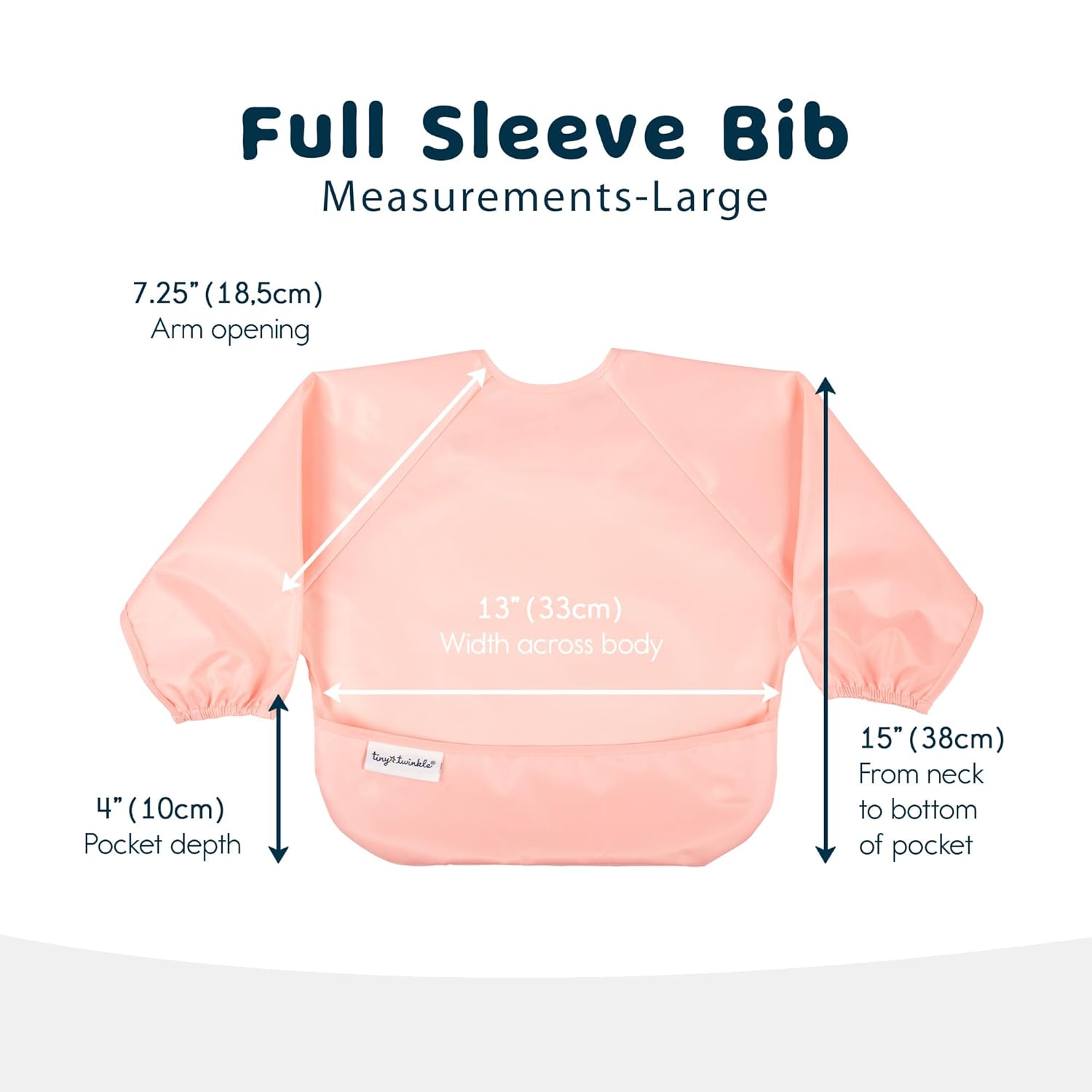 Tiny Twinkle Mess Proof Baby Bibs, 2pk Waterproof Smock Baby Bibs for Eating, Machine Washable Long