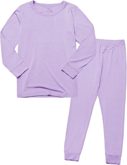 BABY 2T-10Y Toddler Kids Girls Boys Soft Comfy Viscose 2pcs Set Long Sleeve Plain Shirts and Pants