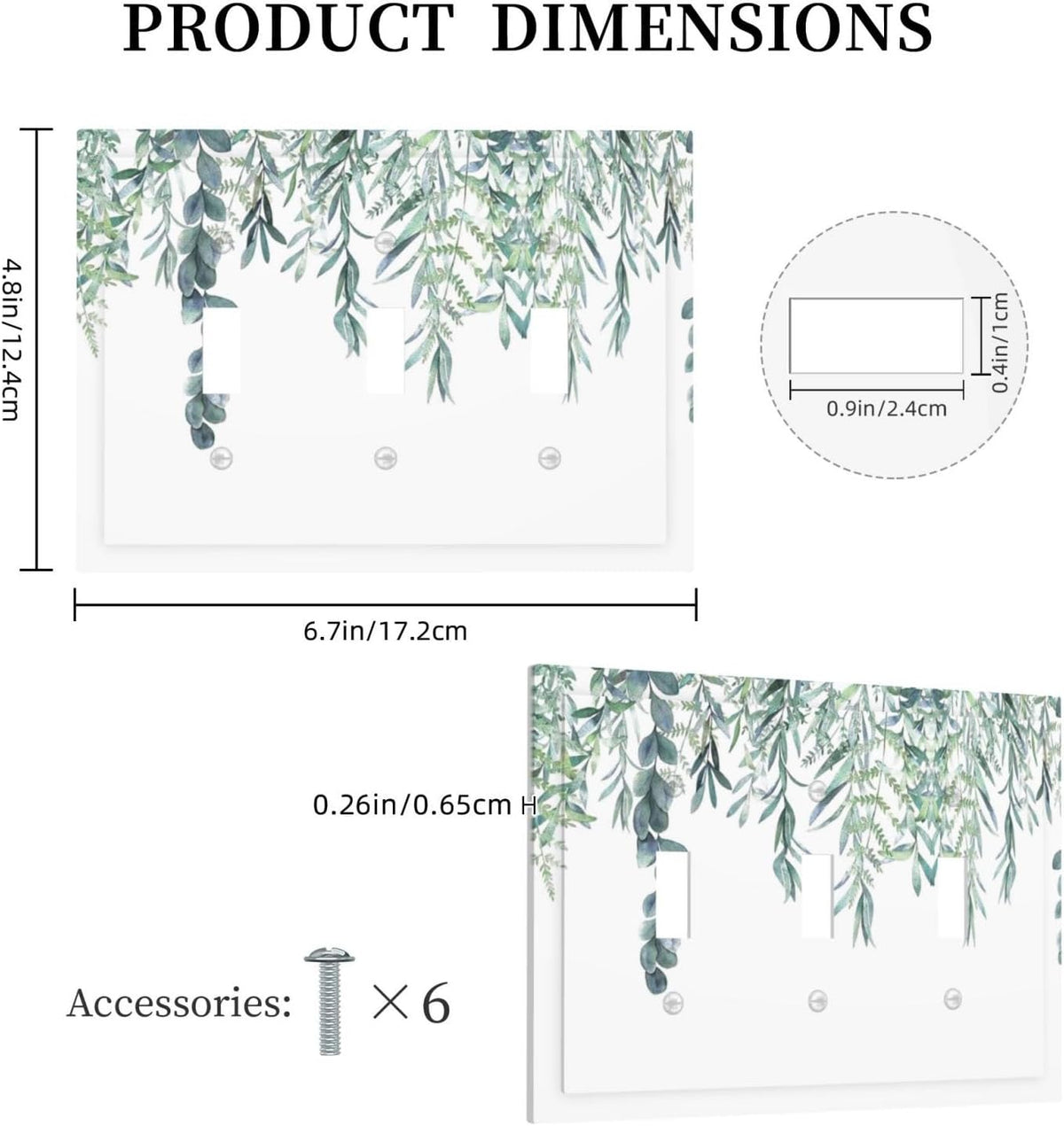 Eucalyptus Leaves Greenery Vine Flowers Simplicity Decorative Switch Plates 3 Gang Wall Plate