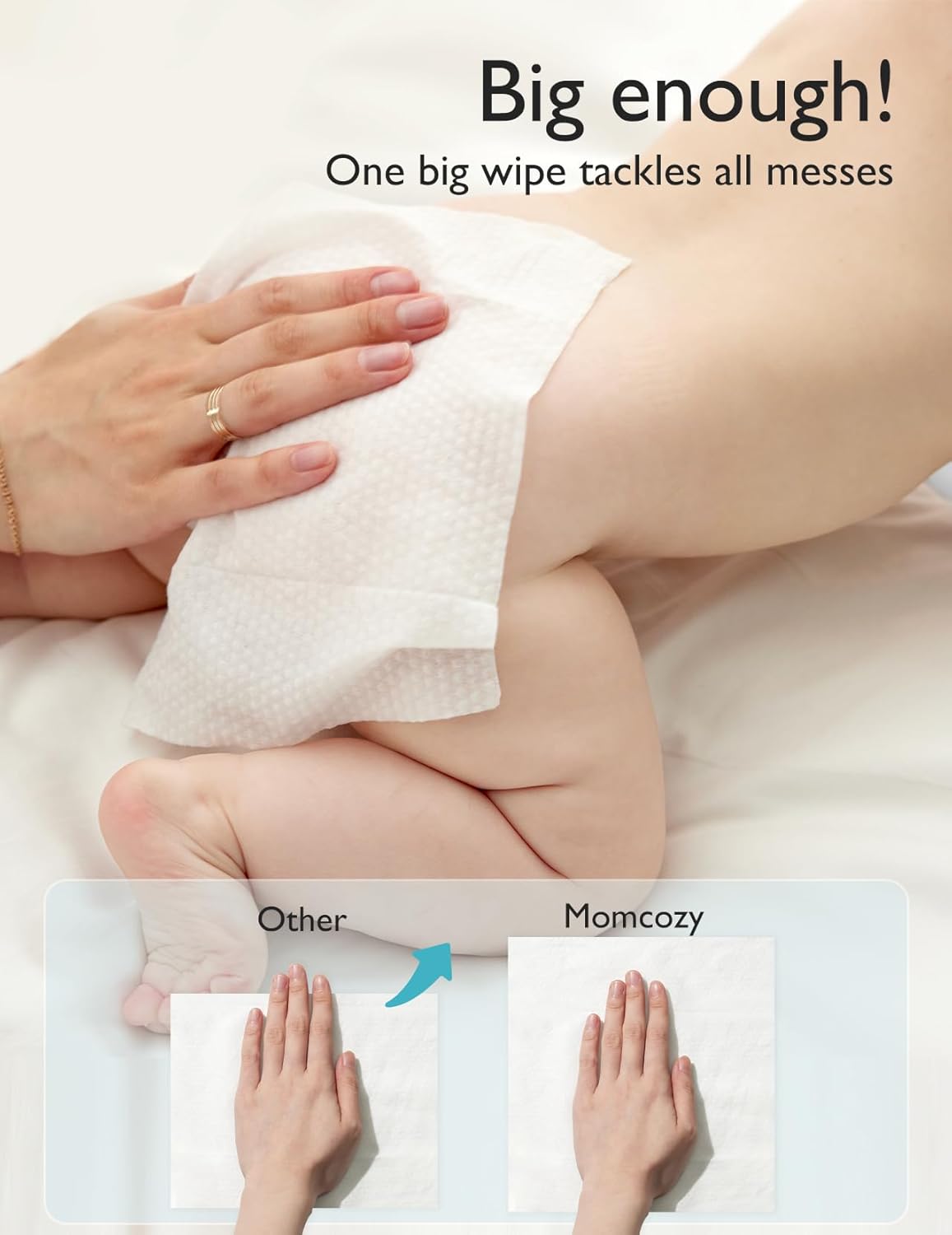 Momcozy Baby Wipes-Extra Large Size Design, 99% Water Based, Unscented & Hypoallergenic, Cleansing