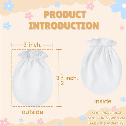 RATIVE Newborn Baby Cotton Gloves Sleep Sleeping No Scratch Mittens Mitts Set for 0-6 Months Unisex