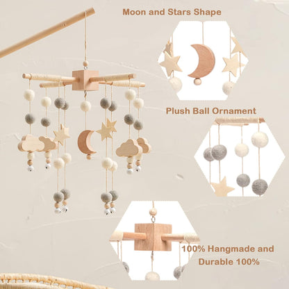 Baby Mobile for Crib | Baby Crib Nursery Mobile Star Moon for Baby Boys and Girls | Boho Nursery