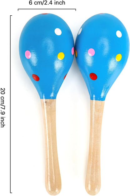 2 Pcs Maracas, Hand Percussion Rattles for Kids, Wooden Rumba Shaker Hand Musical Instruments with