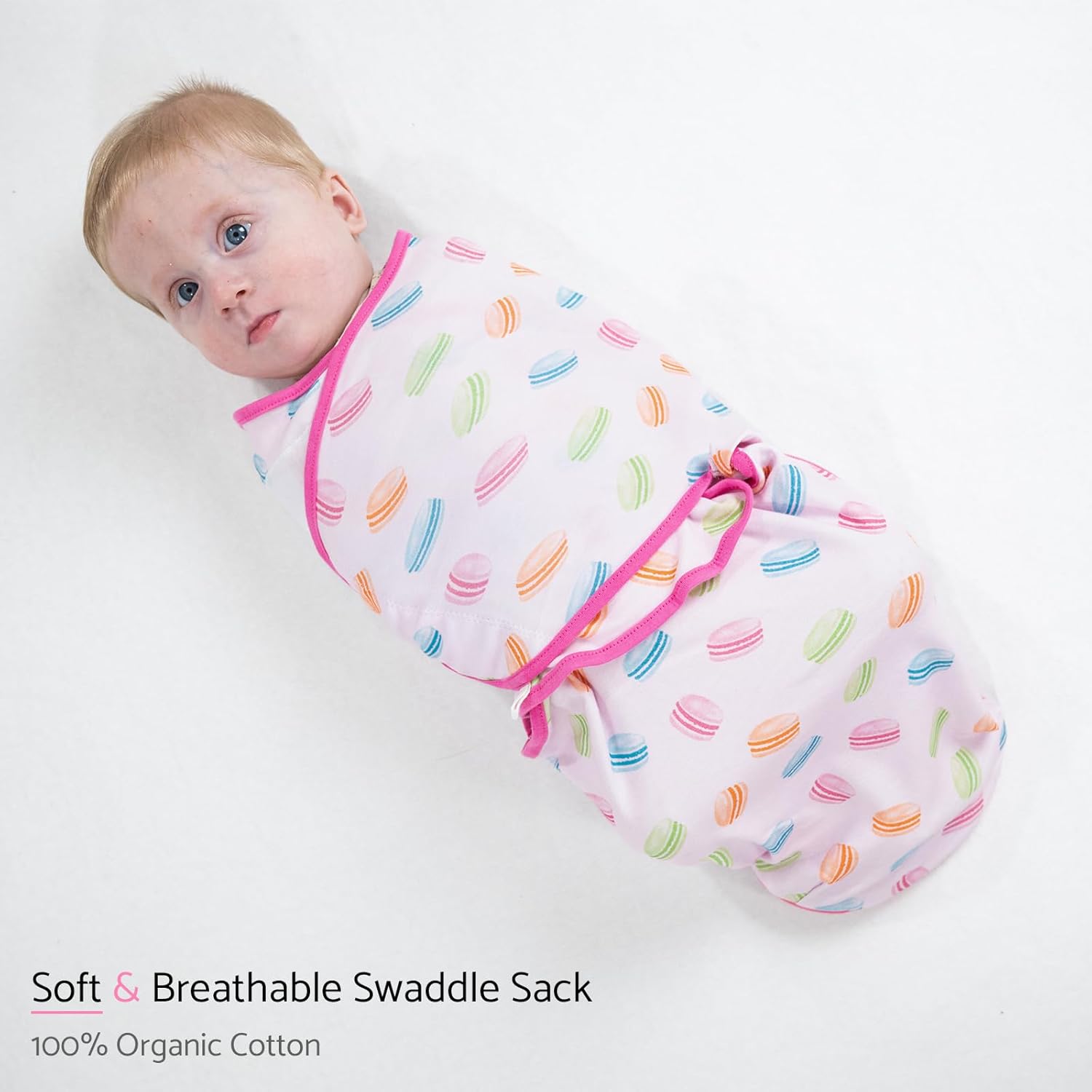LollyBanks Baby Swaddles 100% Organic Cotton, 0-3 Months Baby Girl Swaddles with Easy Change