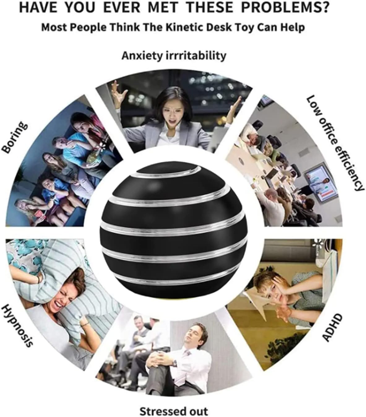 Fidget Toys, Stress Toys for Kids Adults, Kinetic Desk Toys for Office Anxiety, Spinning Desk Toys