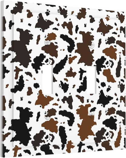 Decorative Switch Plates Rustic Cowhide Highland Cow Milk Cow 2 Gang Double Toggle Outlet Light