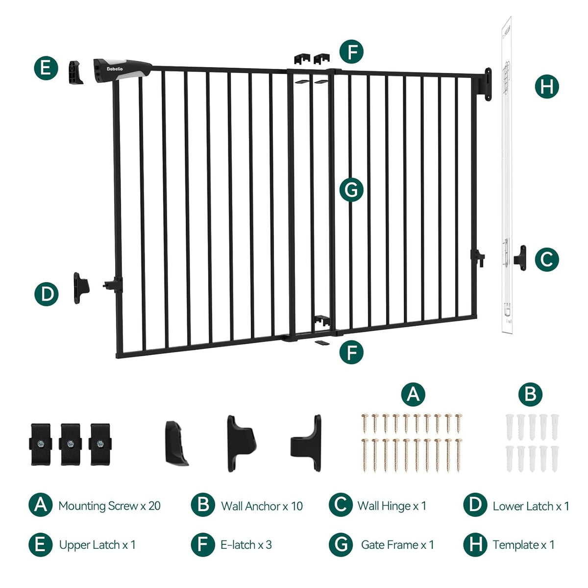 Babelio 31.5-55" No Bottom Bar Baby Gate Extra Wide, 2-in-1 Auto Close Dog Gate for The House