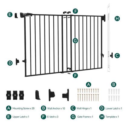Babelio 31.5-55" No Bottom Bar Baby Gate Extra Wide, 2-in-1 Auto Close Dog Gate for The House