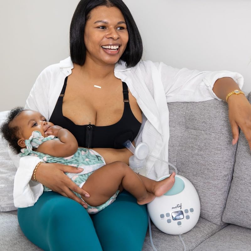Motif Medical - Hands-Free Pumping Bra - Works with Luna, Duo, Twist, and More - Black